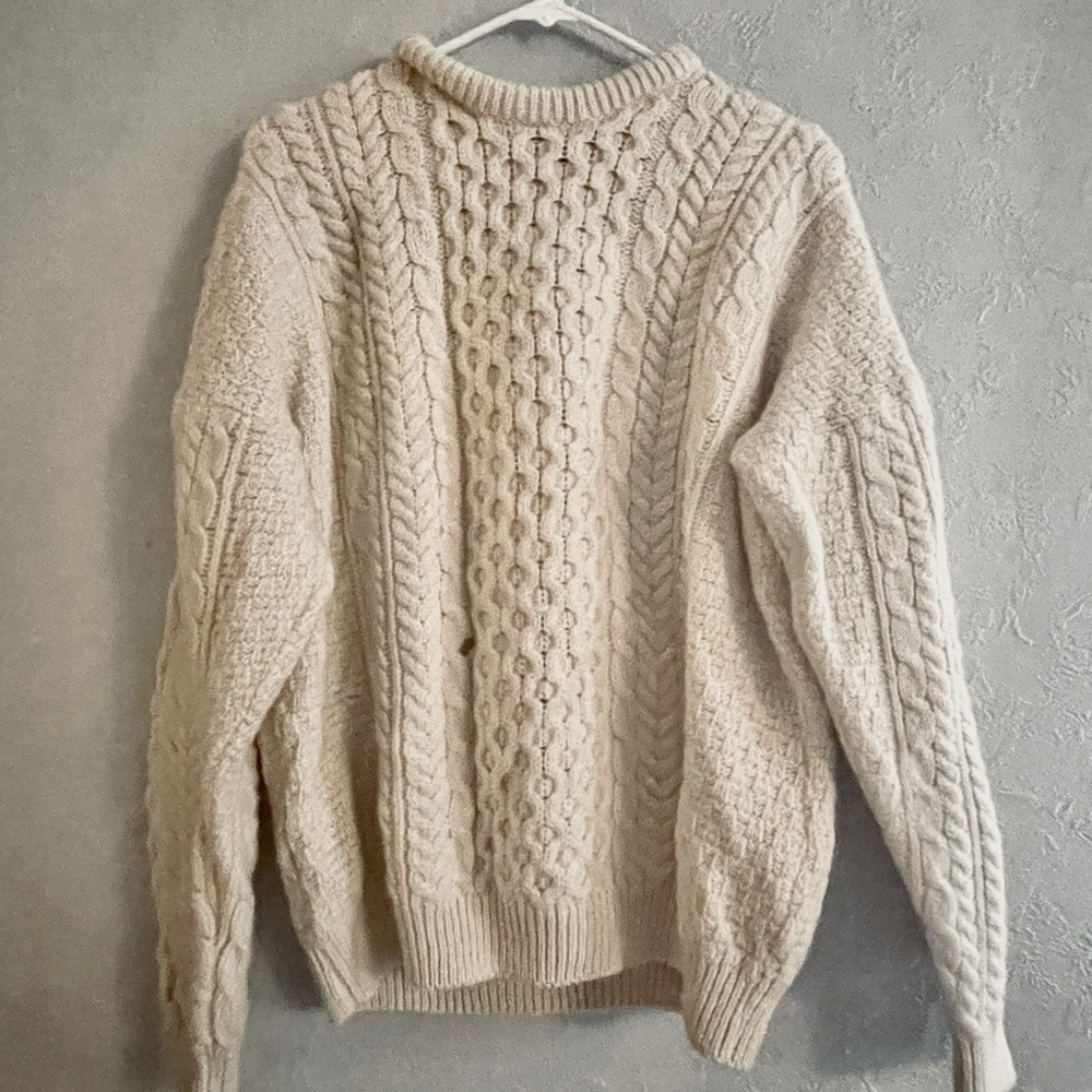 Fisherman Knit Ivory Unisex Sweater